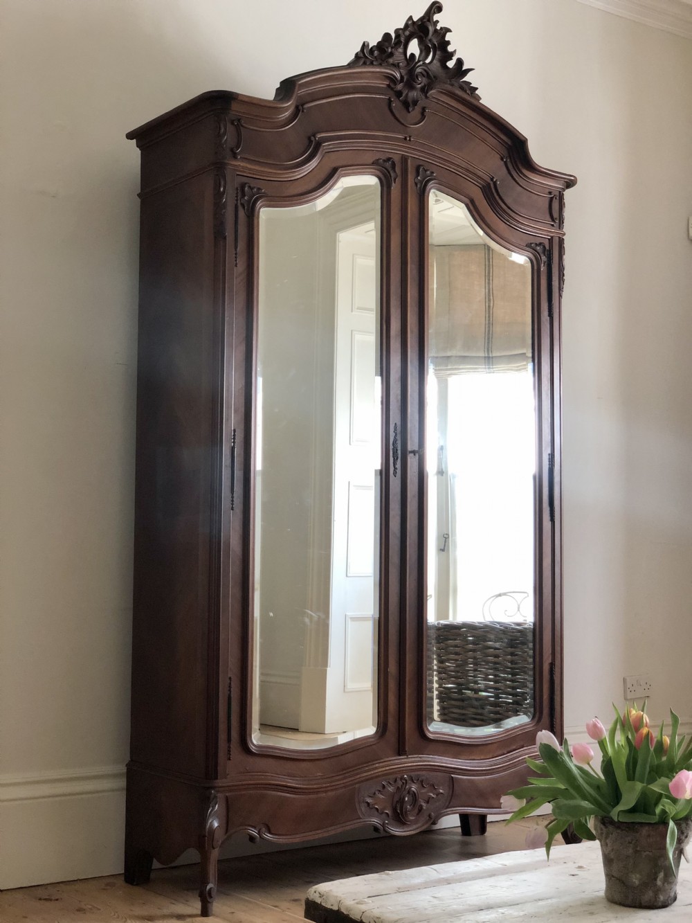 Antique French double Louis XV armoire 