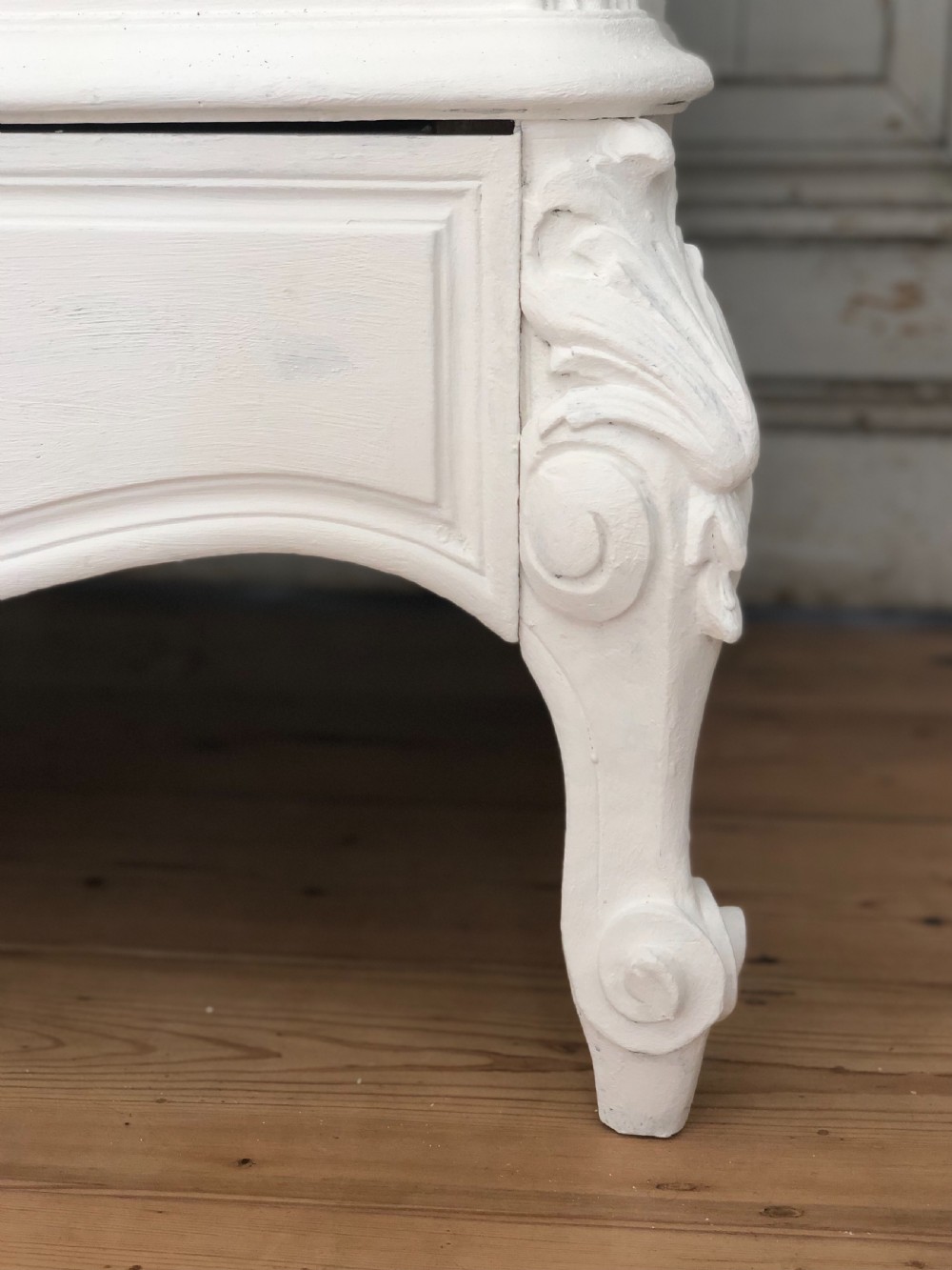 Antique French single armoire linen press View II