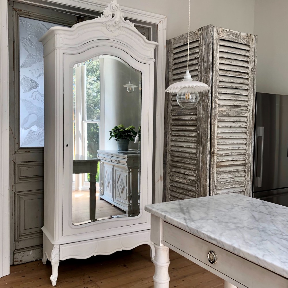 Antique French single armoire linen press View VIII