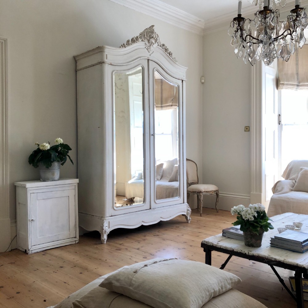 Large antique French Louis XV armoire wardrobe with hanging rail View III