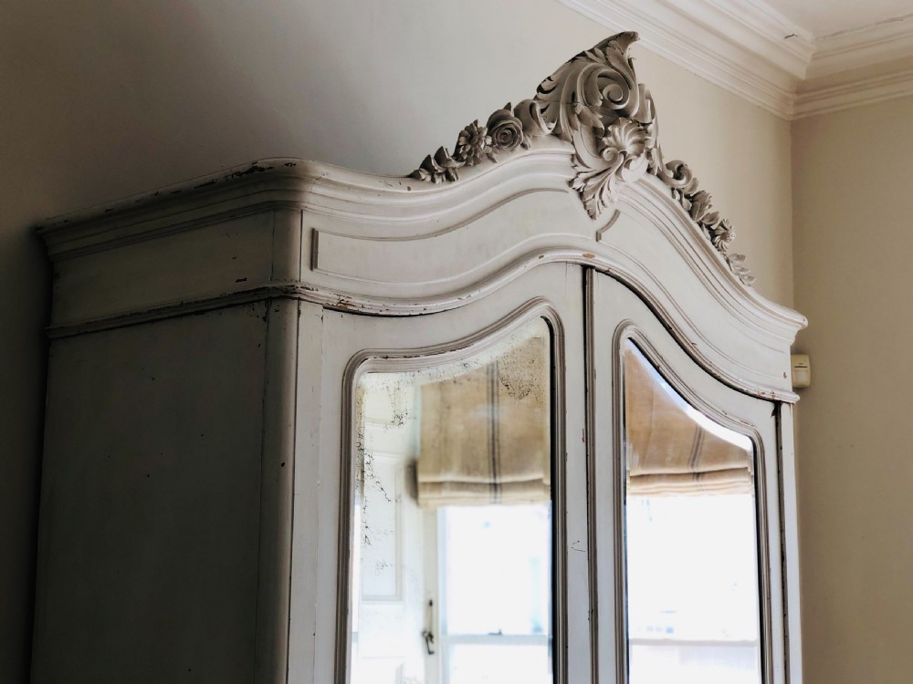 Large antique French Louis XV armoire wardrobe with hanging rail View IV