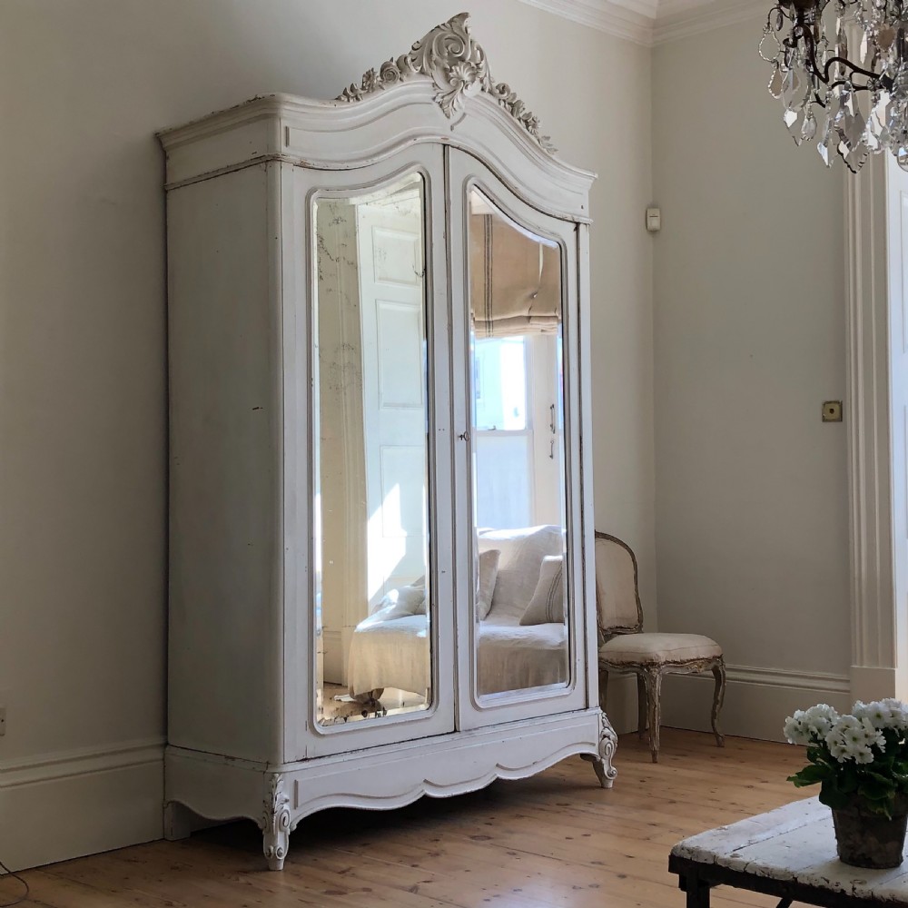 Large antique French Louis XV armoire wardrobe with hanging rail View V