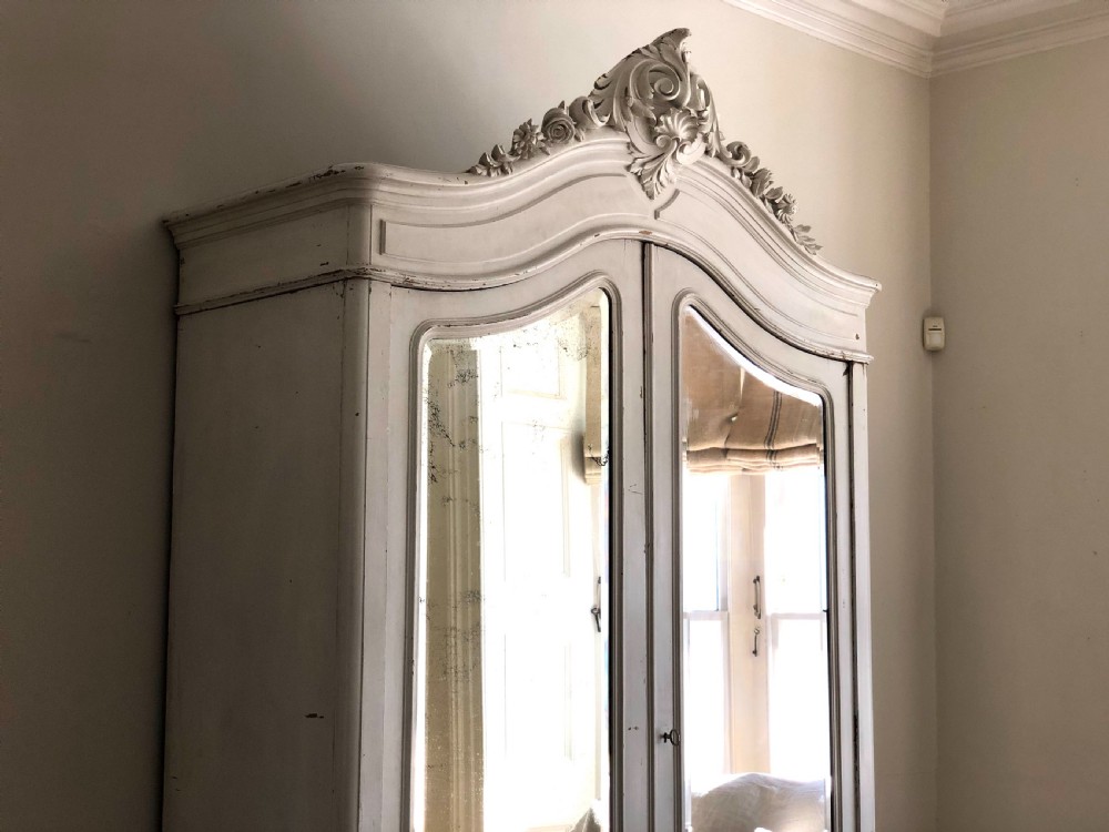 Large antique French Louis XV armoire wardrobe with hanging rail View VII