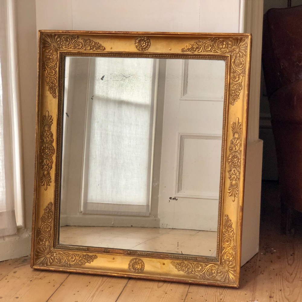 Antique French gilt Empire mirror c1815 mercury glass View II