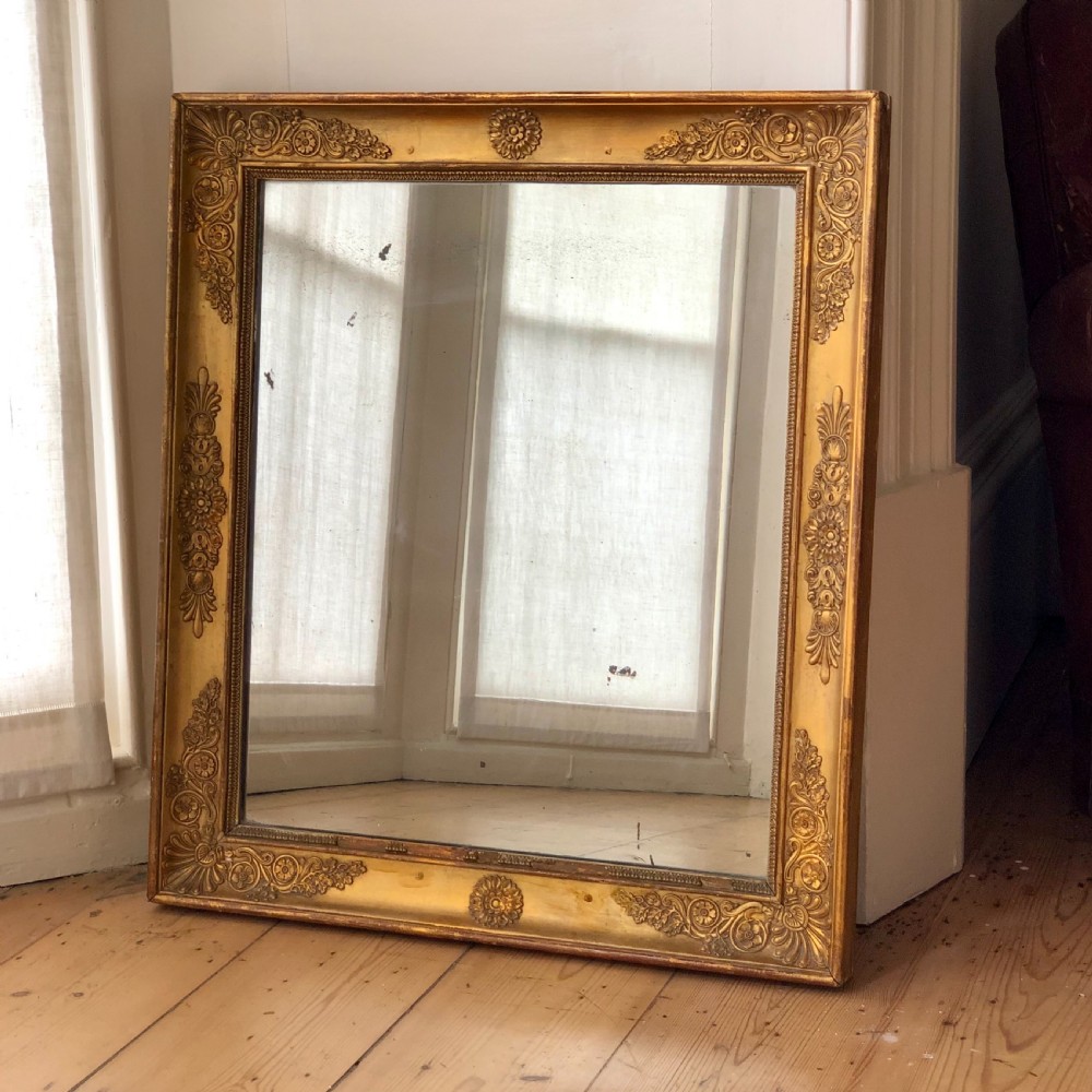 Antique French gilt Empire mirror c1815 mercury glass View III