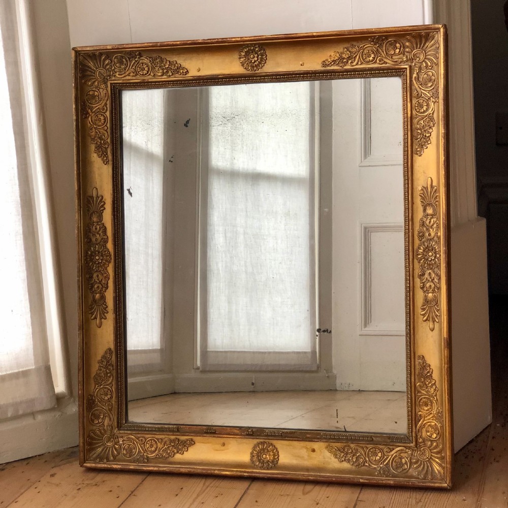 Antique French gilt Empire mirror c1815 mercury glass View IV