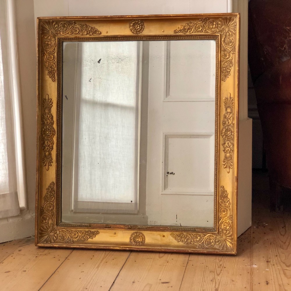 Antique French gilt Empire mirror c1815 mercury glass View VII