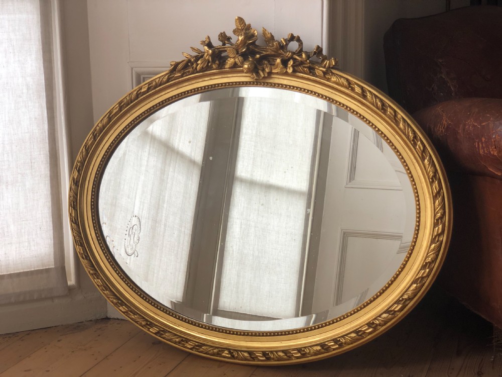 Antique French gilt oval mirror View VII