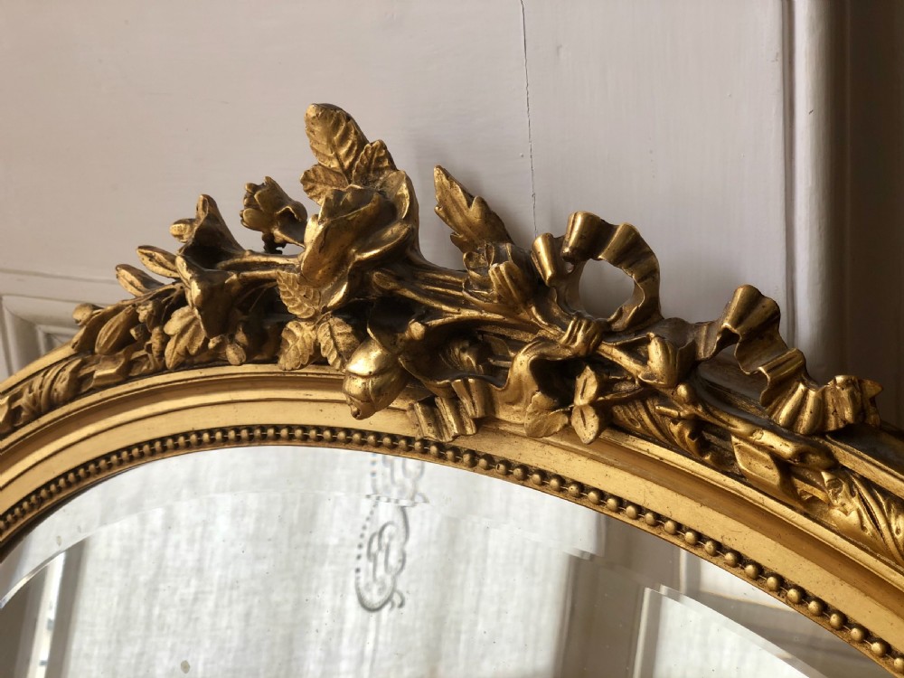 Antique French gilt oval mirror View II