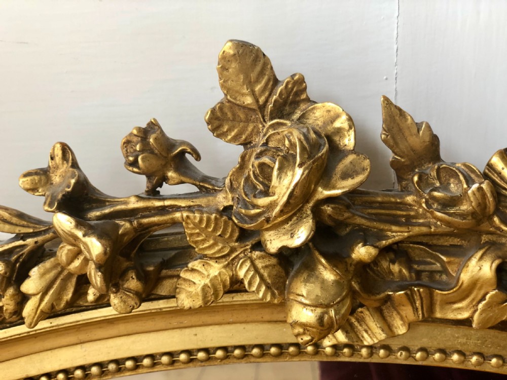 Antique French gilt oval mirror View III