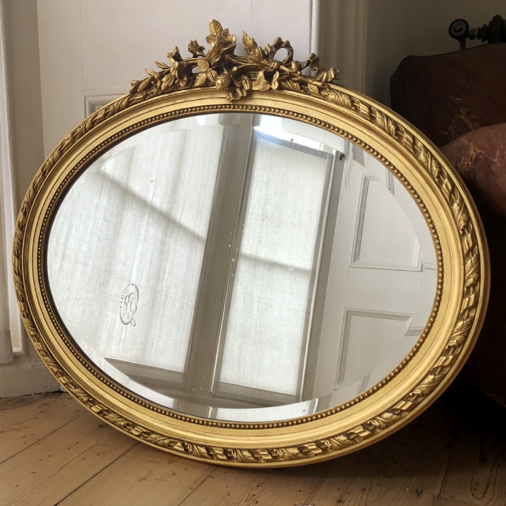 Antique French gilt oval mirror View IV