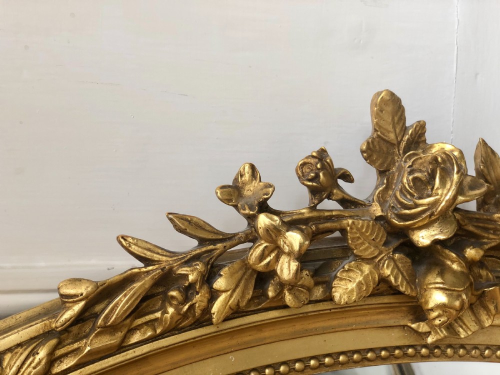 Antique French gilt oval mirror View V