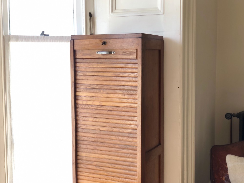 Antique French oak filing cabinet View III