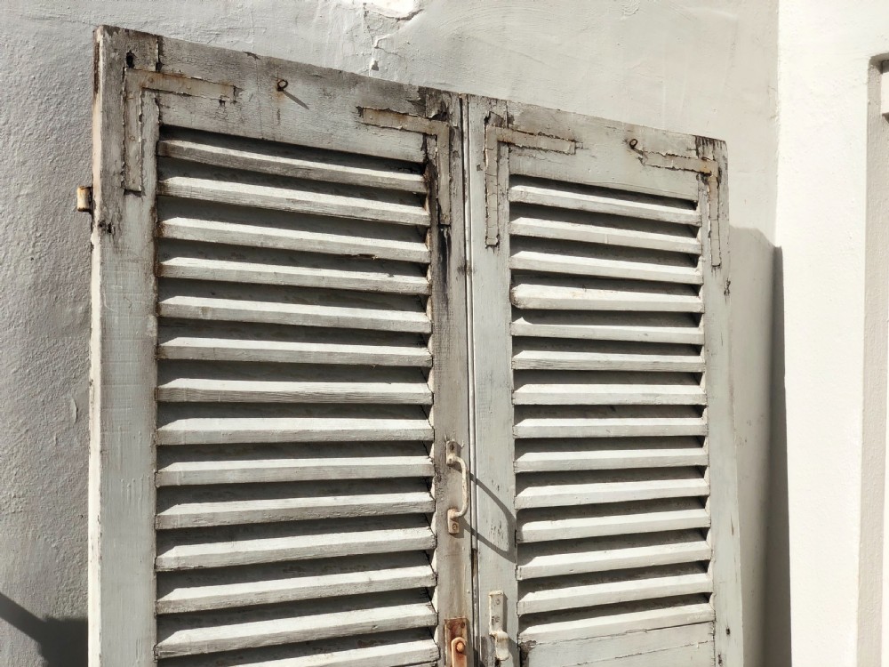 Antique French oak painted shutters  View IV