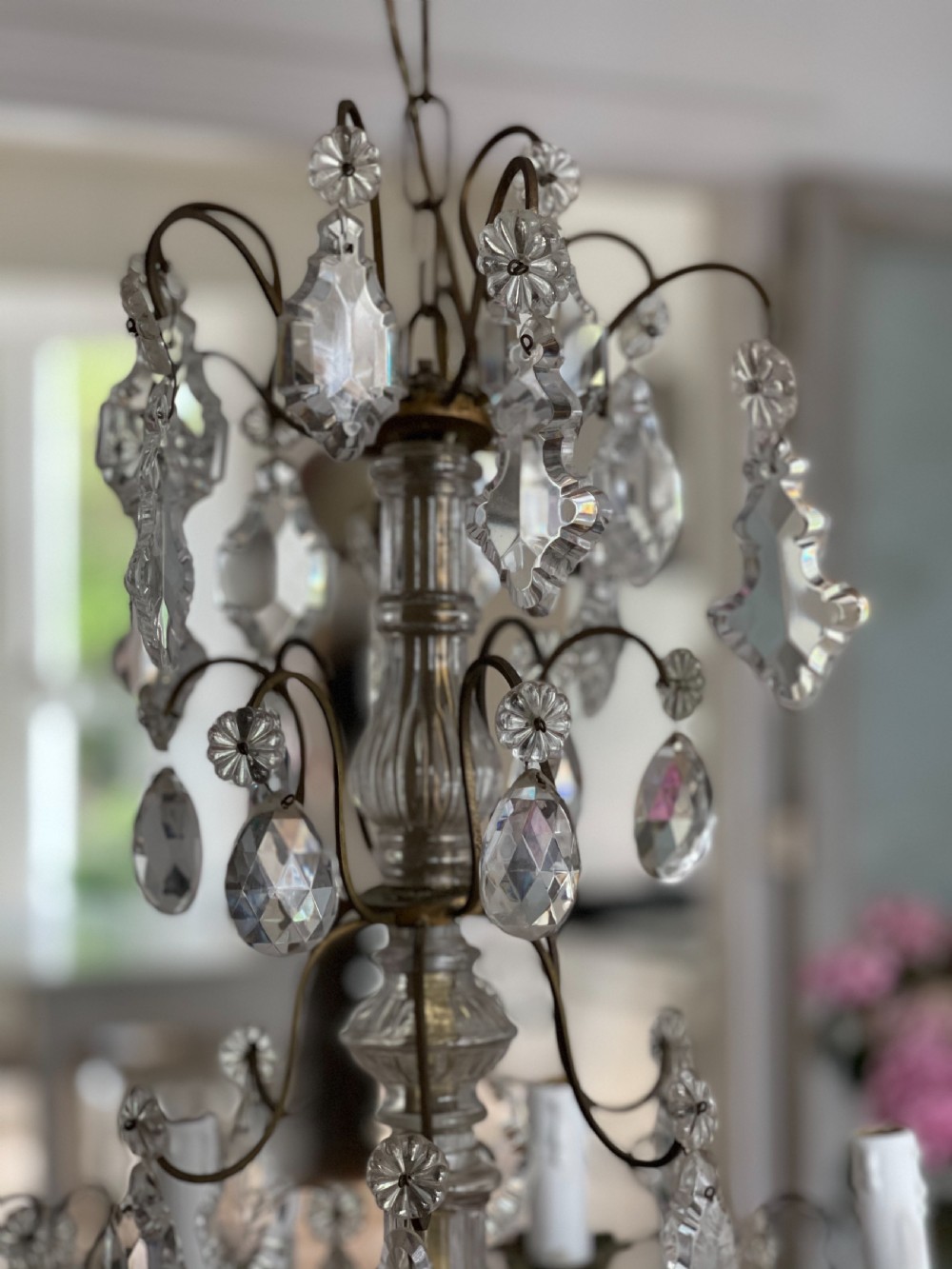 Antique French crystal 8 arm chandelier  View II