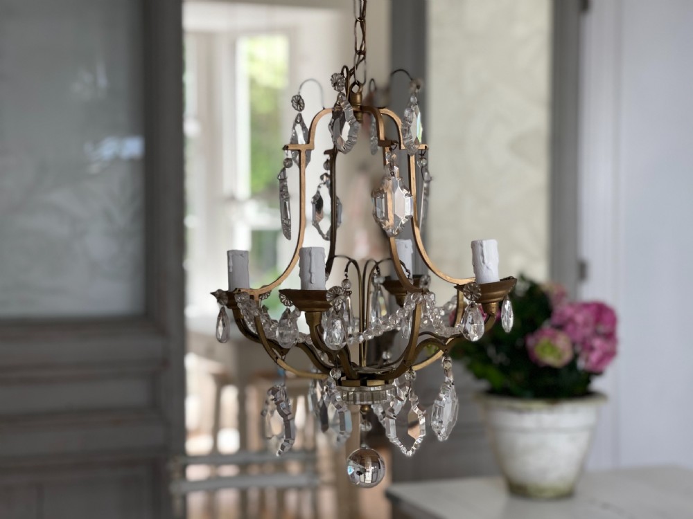 Antique French cage chandelier  View II