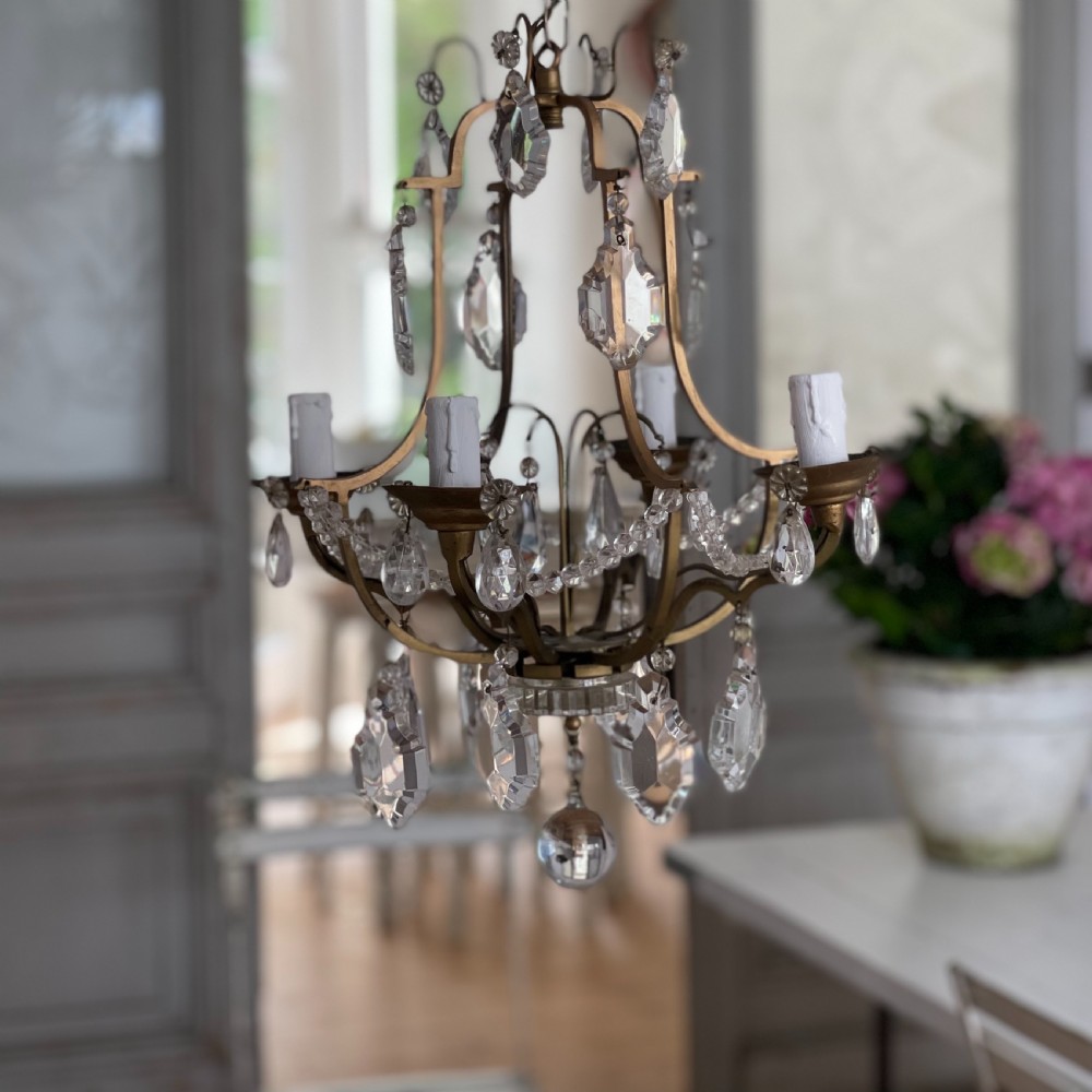 Antique French cage chandelier  View III