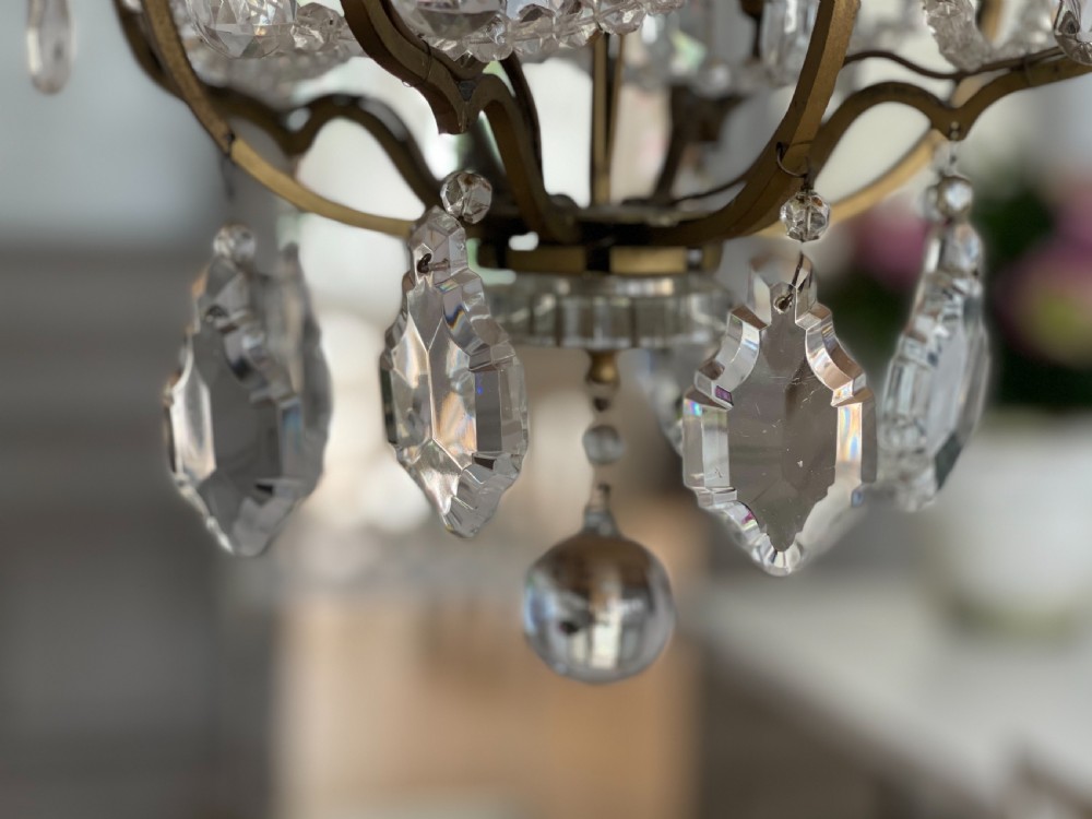 Antique French cage chandelier  View V