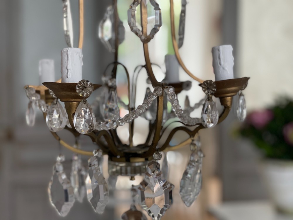 Antique French cage chandelier  View VI