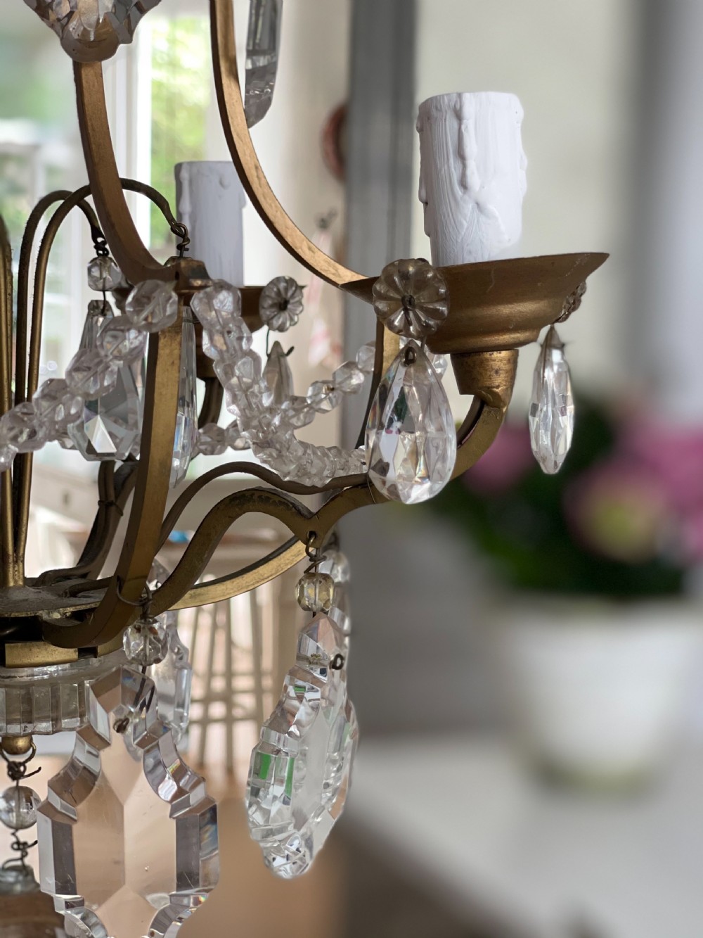 Antique French cage chandelier  View IX