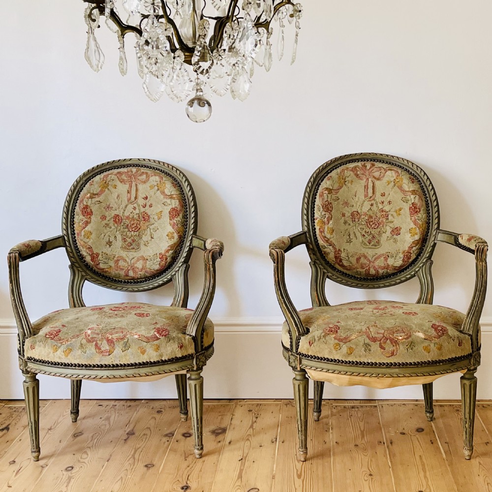 Pair of Antique French Louis XV1 chairs 