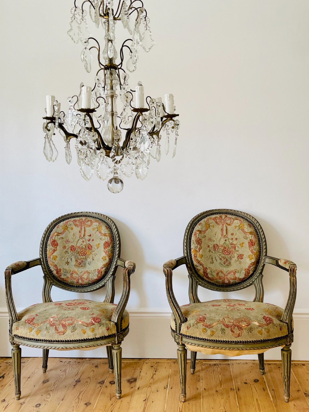 Pair of Antique French Louis XV1 chairs  View II