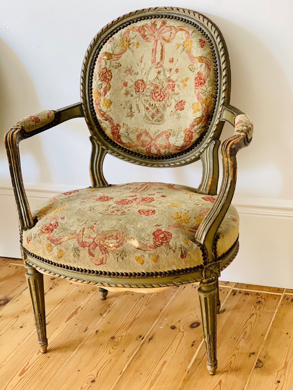 Pair of Antique French Louis XV1 chairs  View III