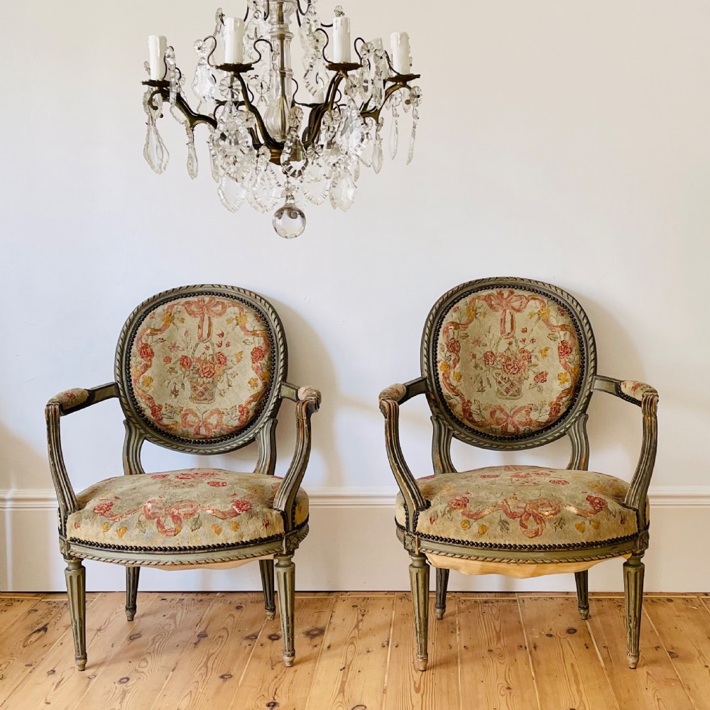 Pair of Antique French Louis XV1 chairs  View VI