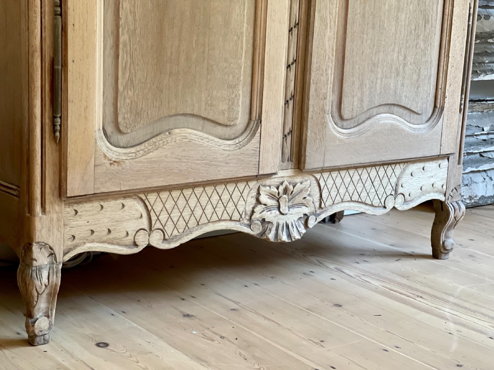 Antique French oak armoire linen press View II