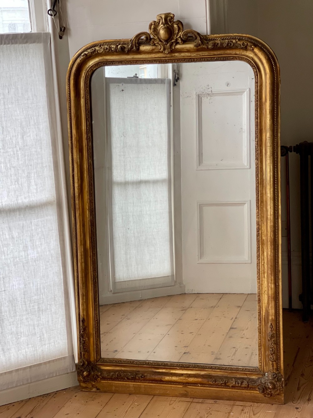 Antique French gilt mirror - mercury glass View V