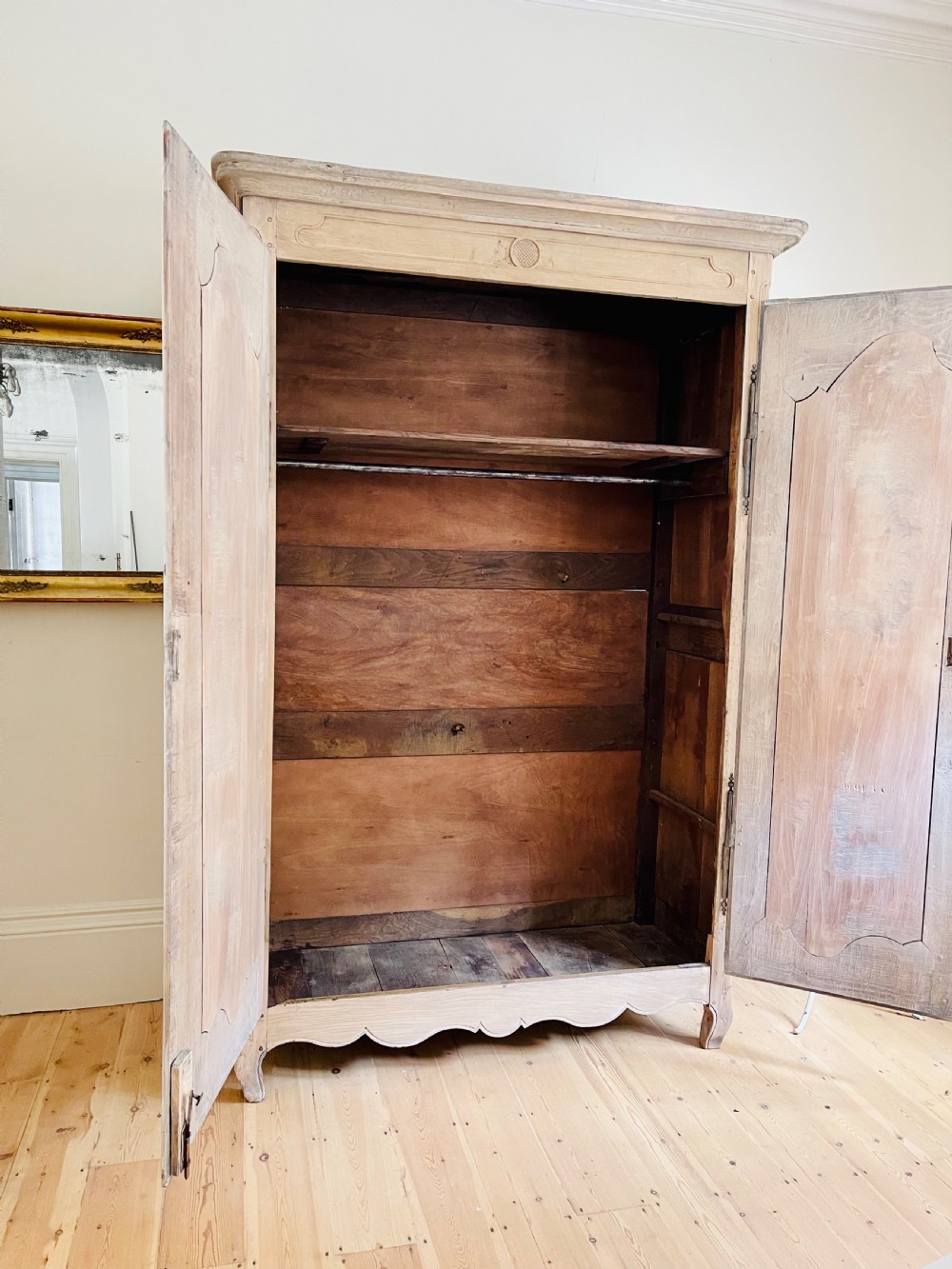 19th century French oak armoire wardrobe with hanging rail View IV