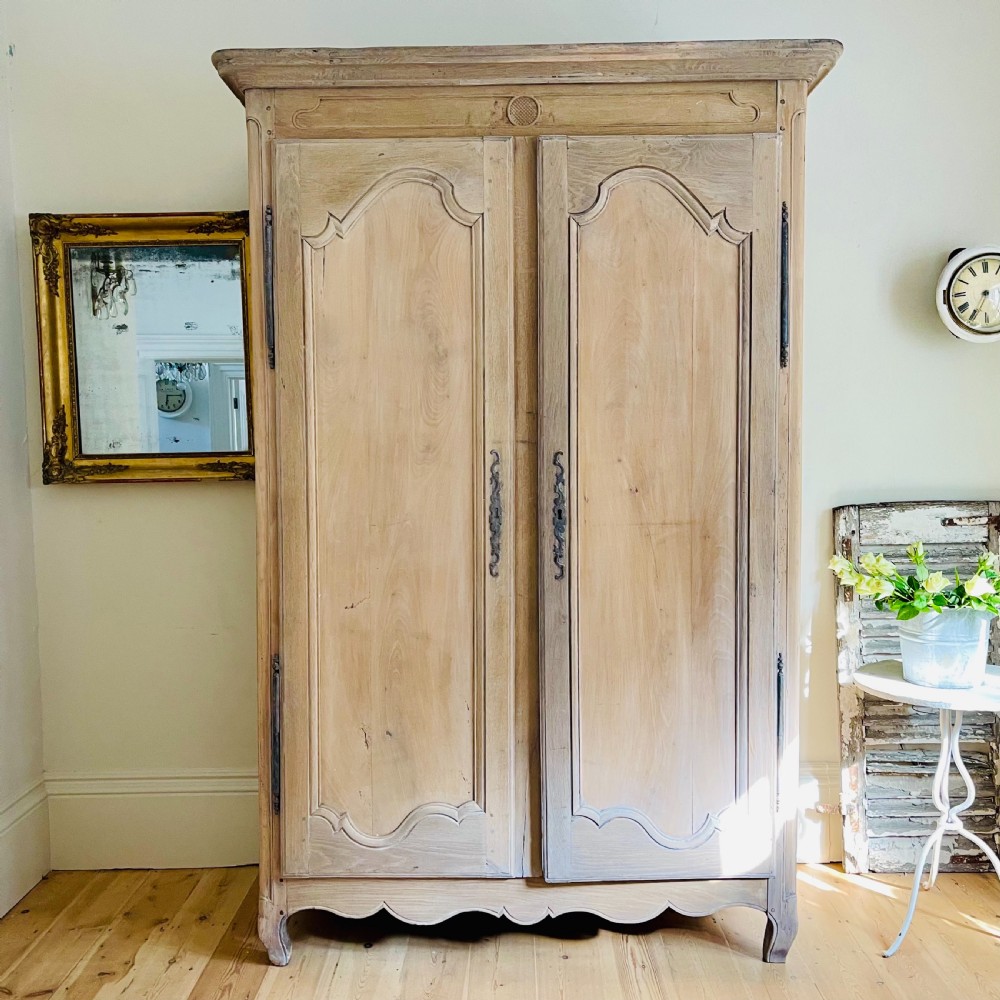 19th century French oak armoire wardrobe with hanging rail View XI