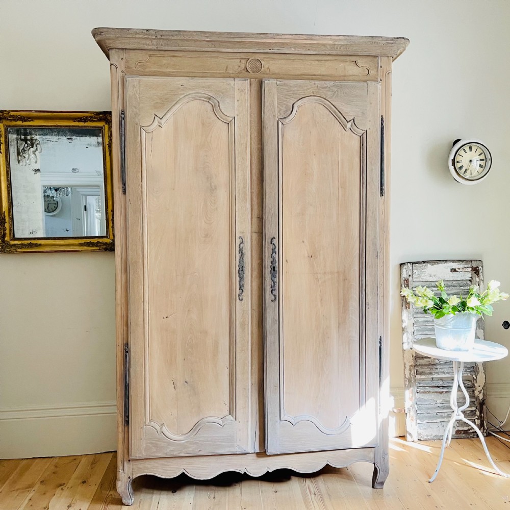 19th century French oak armoire wardrobe with hanging rail View XII