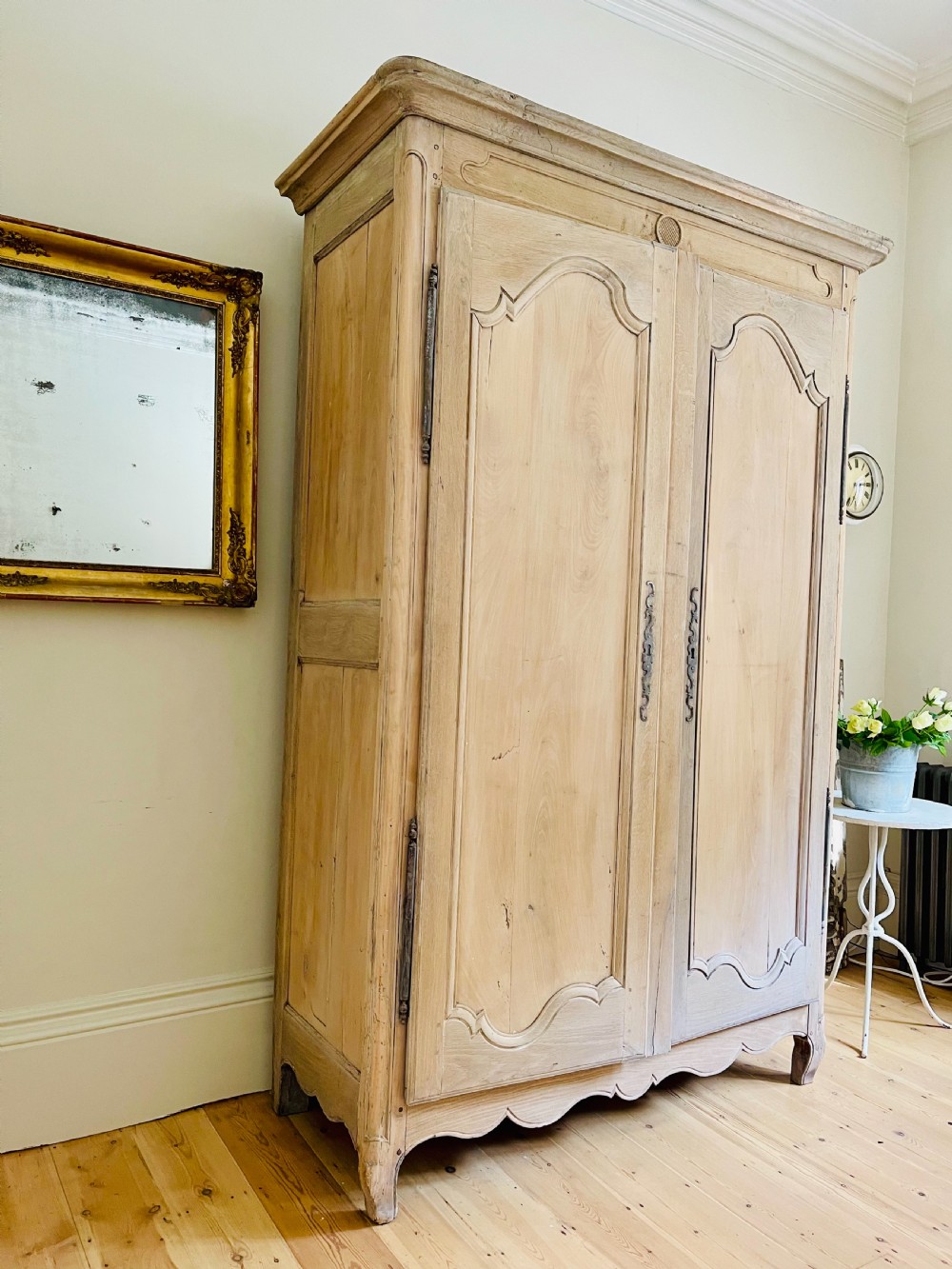 19th century French oak armoire wardrobe with hanging rail View XIV