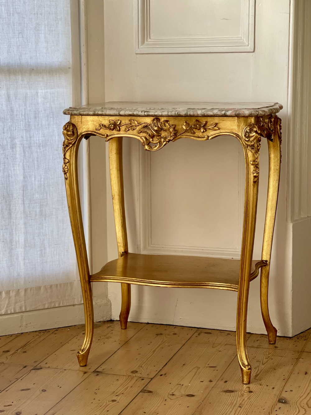 19th century French marble top table  View II