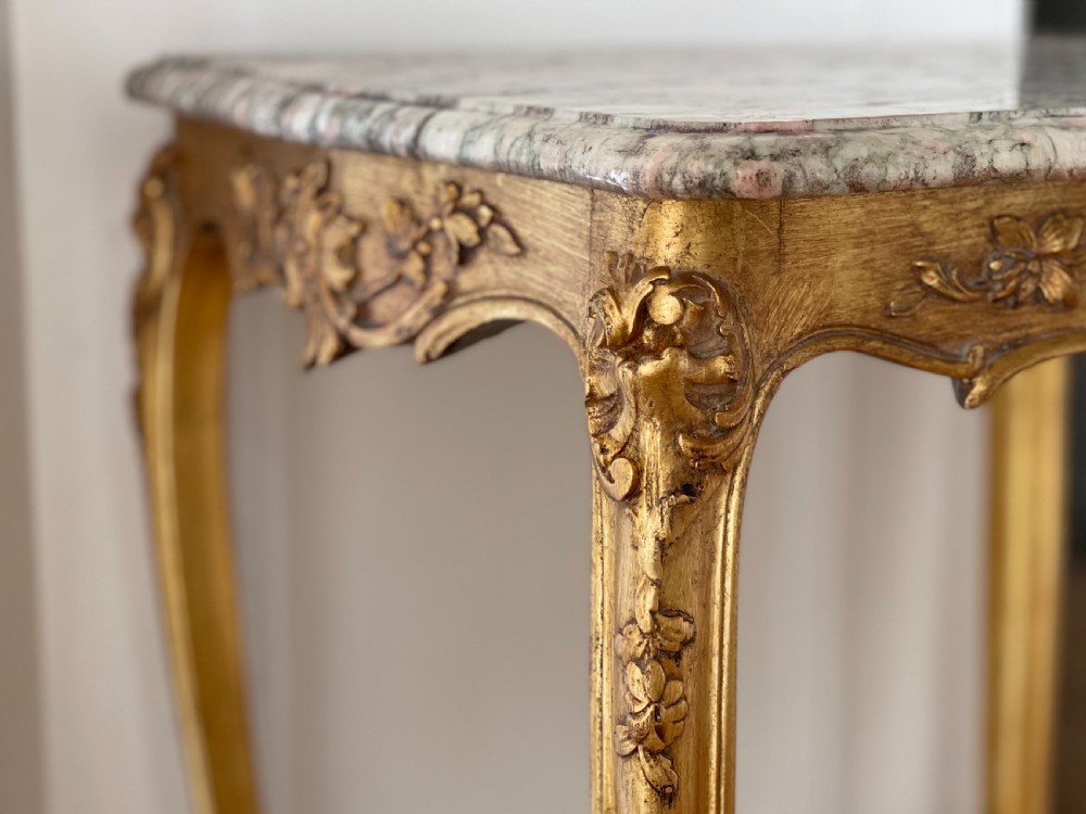 19th century French marble top table  View V