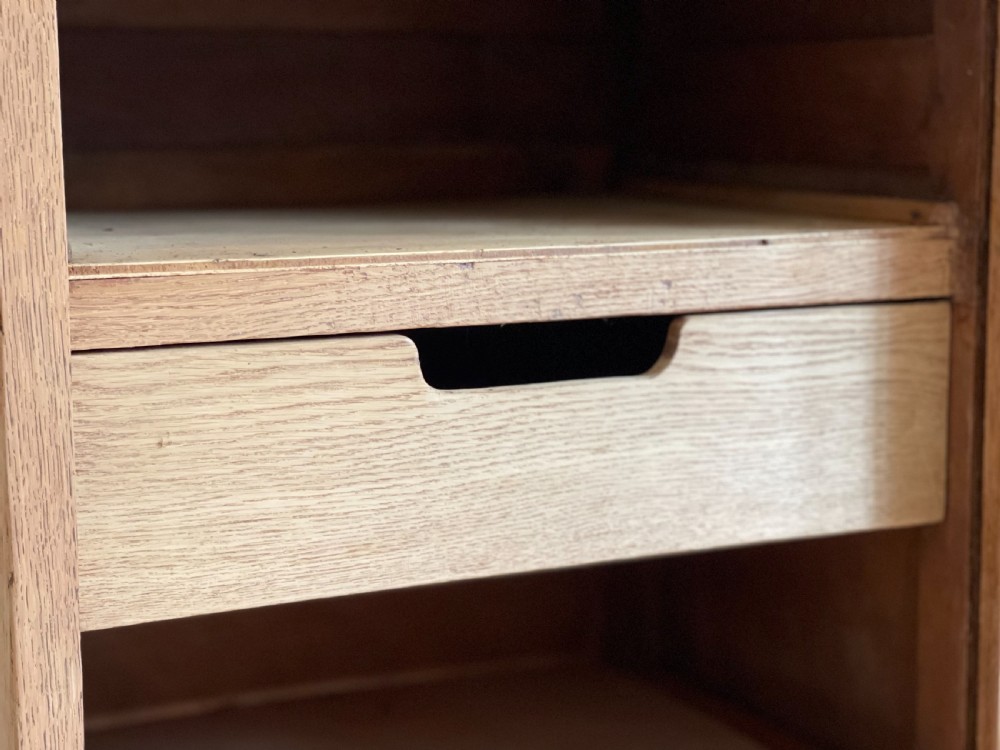 Antique French oak tambour filing cabinet View III