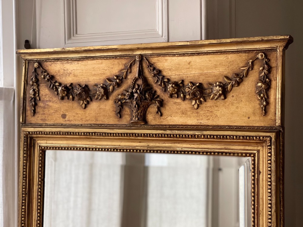 Antique French gilt Louis XVI mirror - bevelled glass
 View II