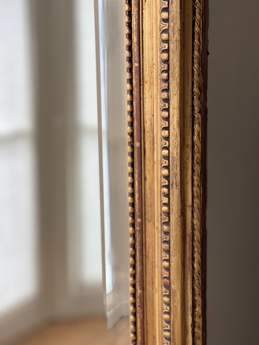 Antique French gilt Louis XVI mirror - bevelled glass
 View V