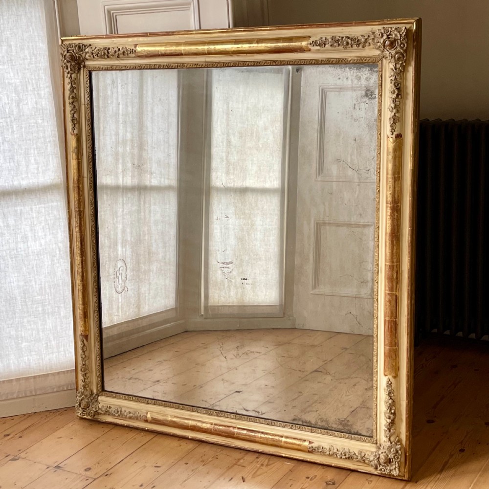 Antique French Napoléon III gilt and gesso mirror - mercury glass
 View II