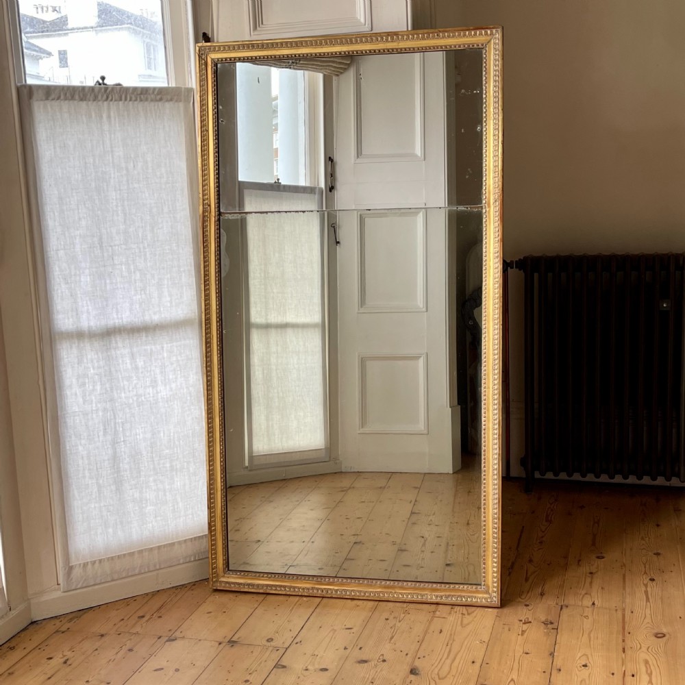 19th century French gilt leaner mirror - split mercury glass View II