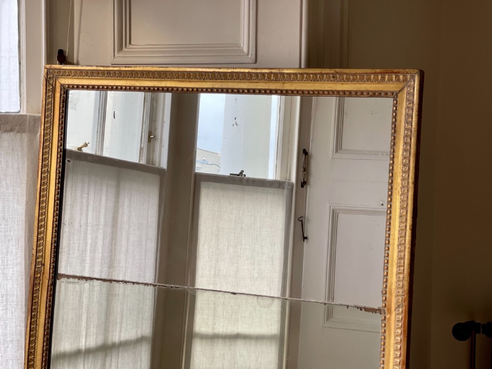 19th century French gilt leaner mirror - split mercury glass View IV