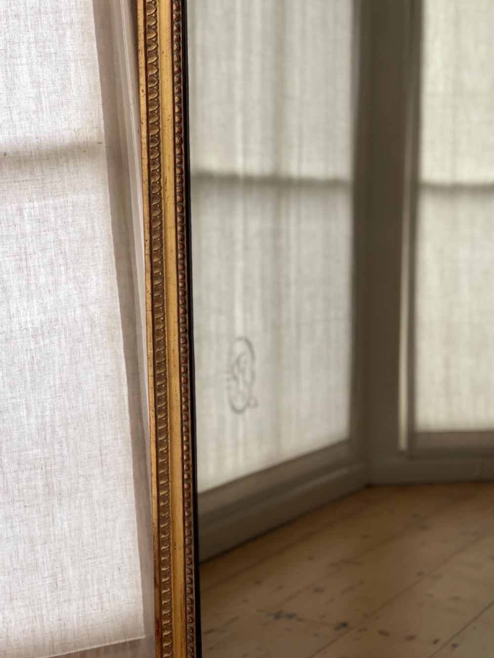 19th century French gilt leaner mirror - split mercury glass View VI
