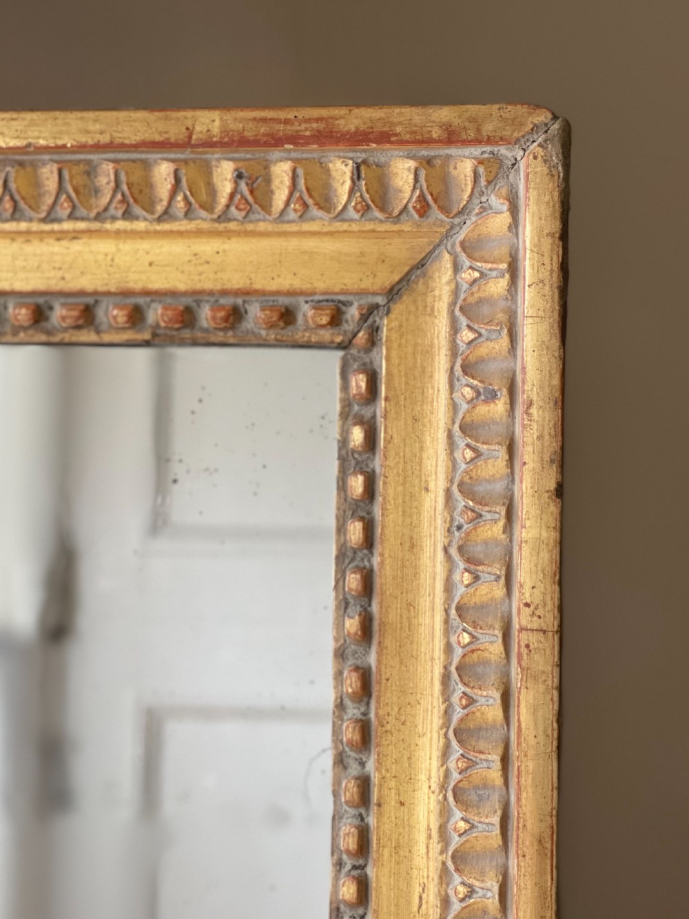 19th century French gilt leaner mirror - split mercury glass View IX