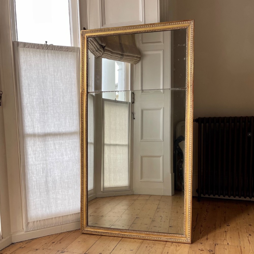 19th century French gilt leaner mirror - split mercury glass View X