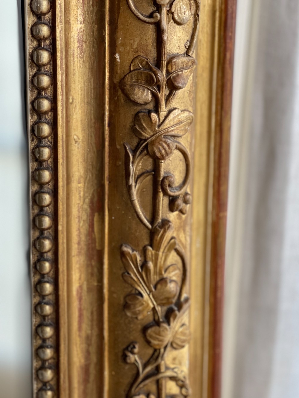 19th century French gilt overmantel mirror - mercury glass View II