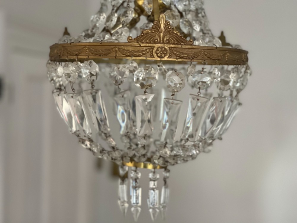 Antique French crystal bag chandelier - rewired  View III