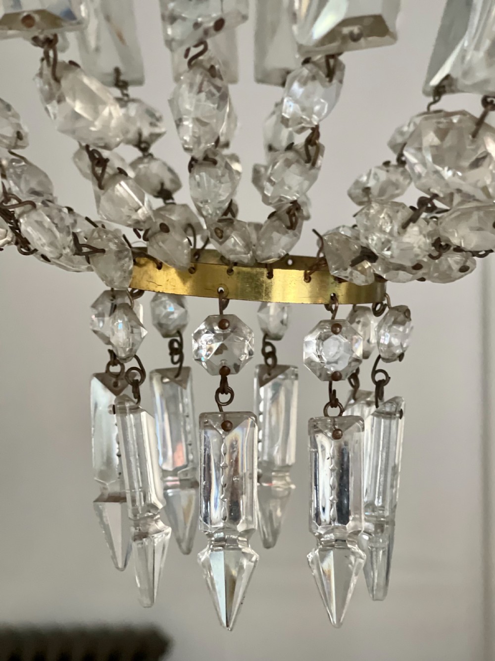 Antique French crystal bag chandelier - rewired  View VI