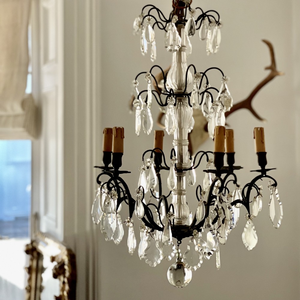 19th century French 6 arm chandelier View VII