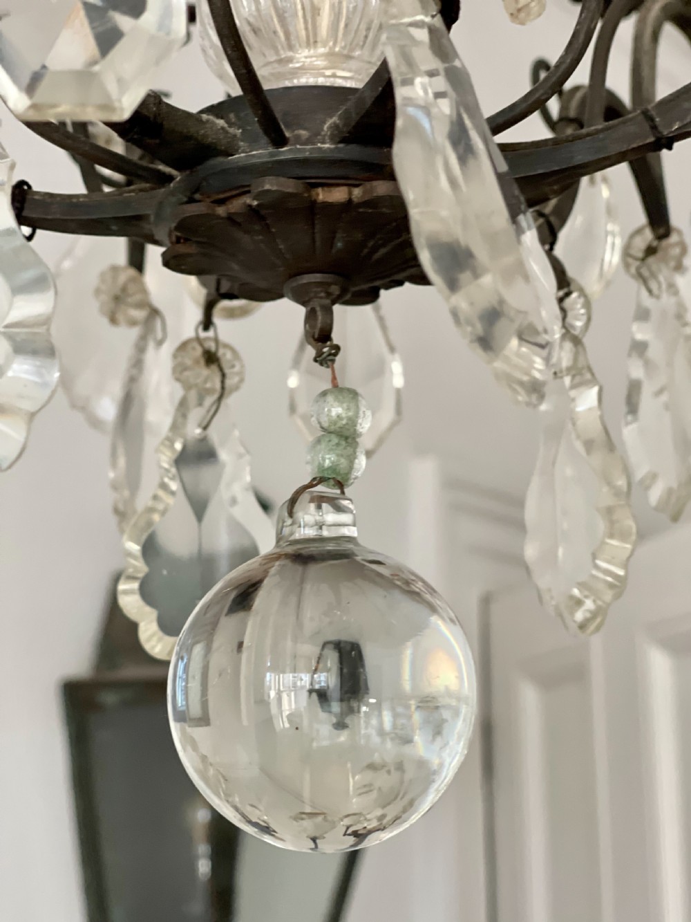 19th century French 6 arm chandelier View IX